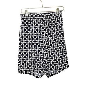 Sandro Cross Print Bermuda Shorts Men 36 Navy Pockets‎ Silky Streetwear